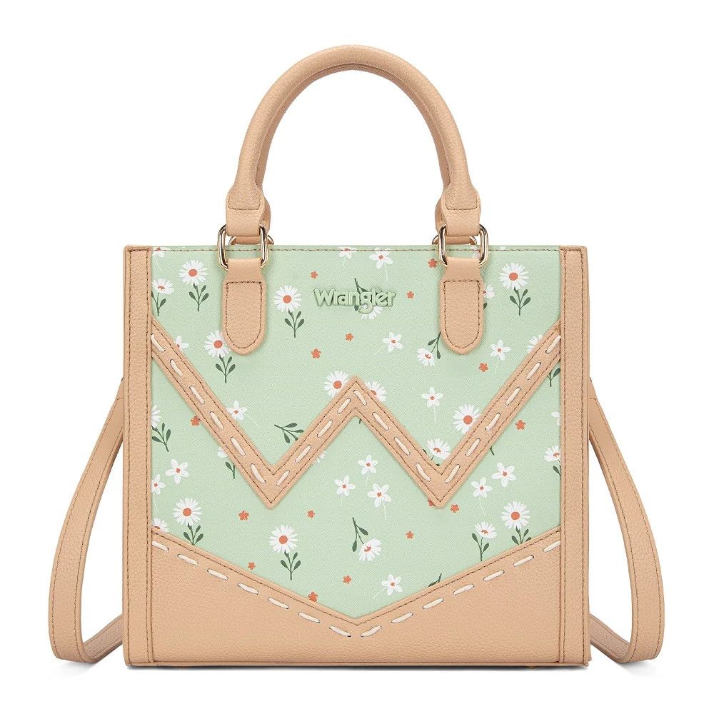 WRANGLER DAISY CHEVRON TOTE CROSSBODY BAG, Color: GREEN
