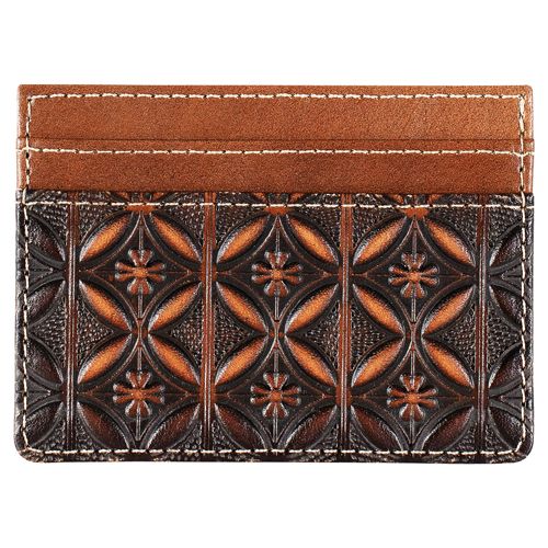 JUSTIN GENUINE LEATHER SLIM CARD WALLET EMBOSSED DESIGN