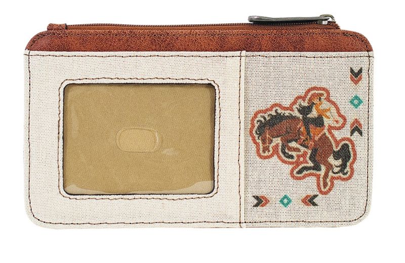 JUSTIN CARD ORGANIZER CANVAS W/BRONCO AND COWGIRL