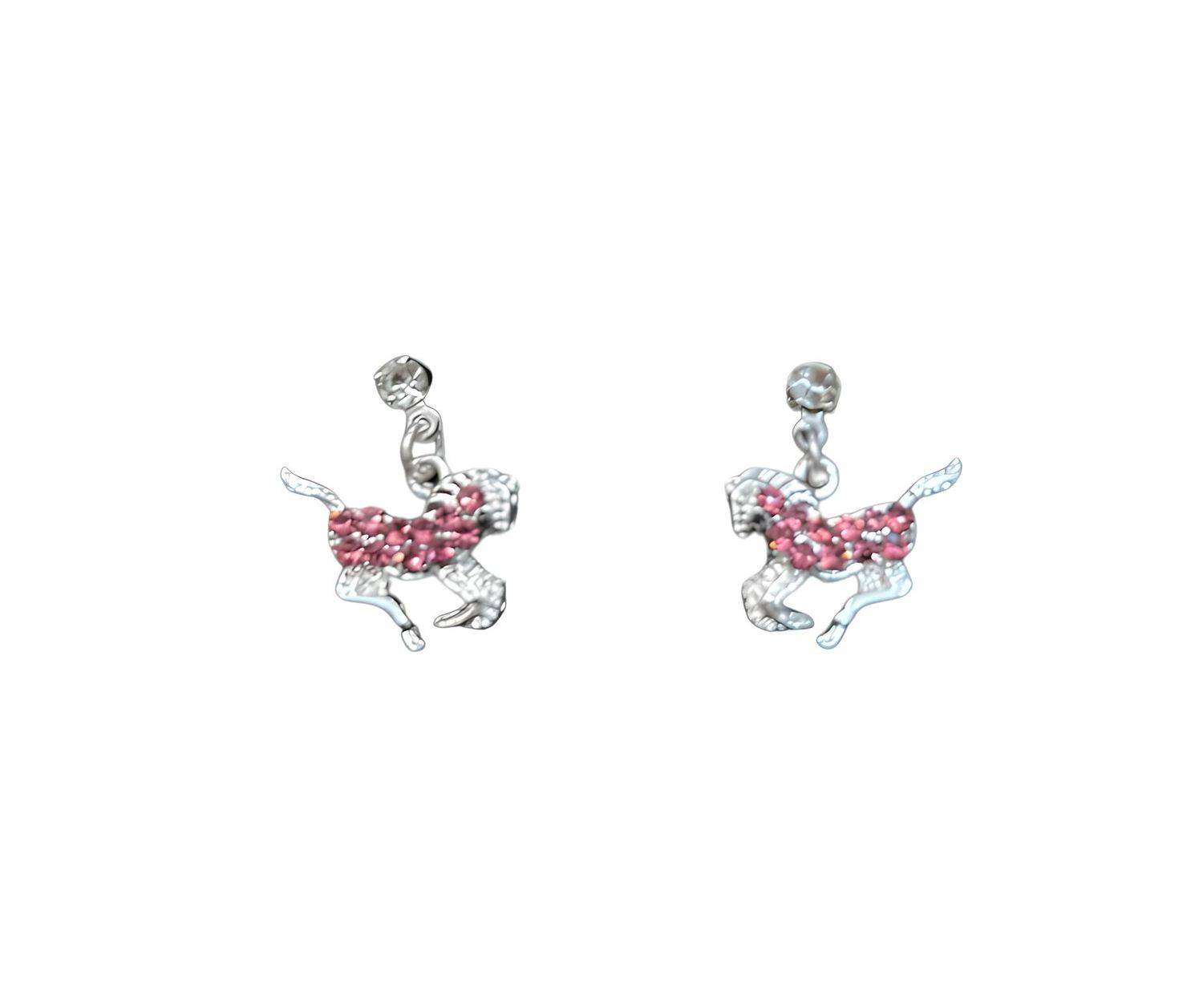 PINK HORSE CRYSTAL EARRINGS
