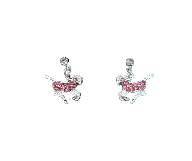 PINK HORSE CRYSTAL EARRINGS