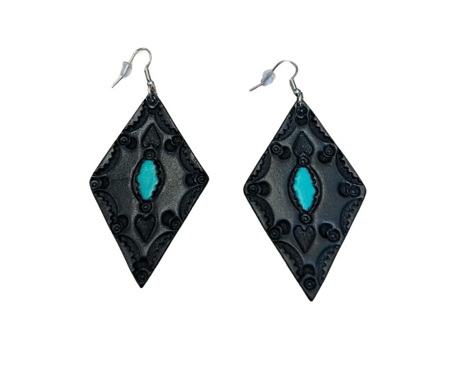 LEATHER DIAMOND EARRINGS