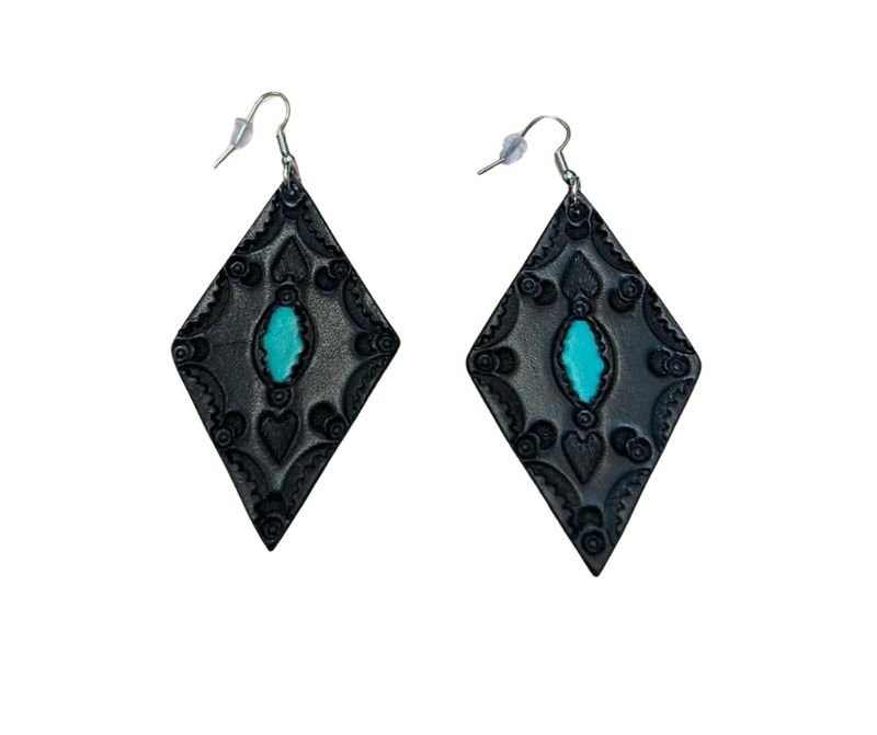 LEATHER DIAMOND EARRINGS