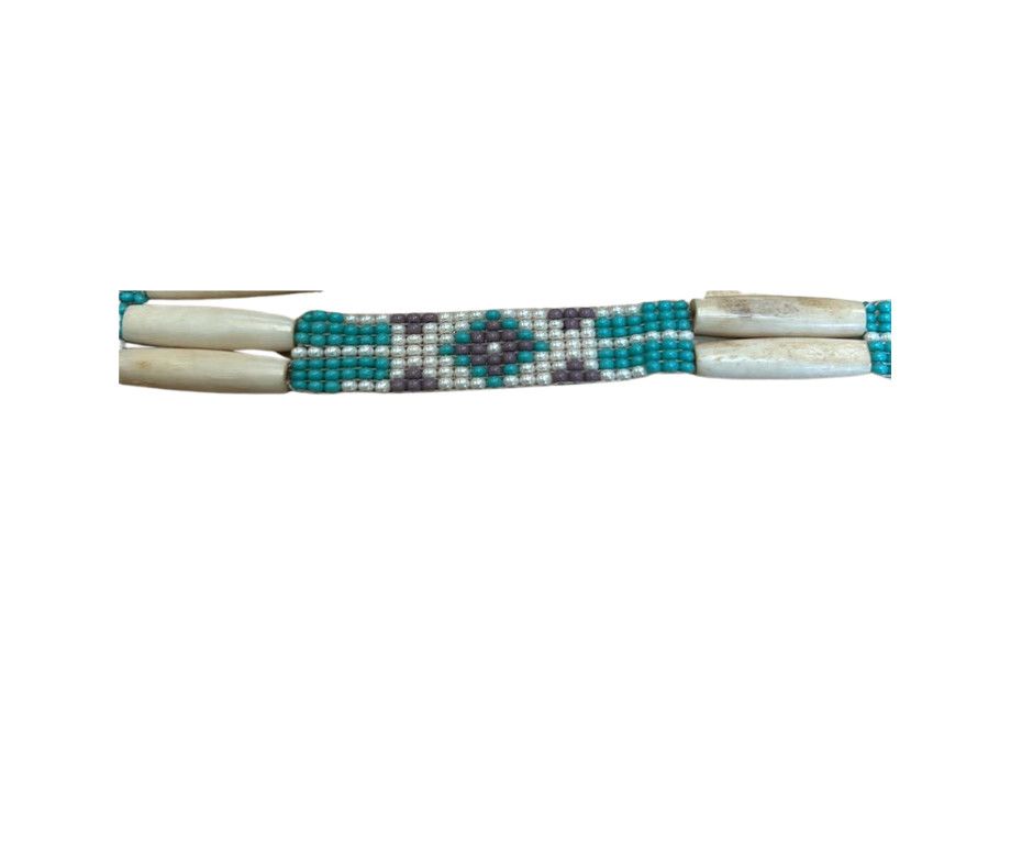 BEADED W/BONE TASSEL HATBAND