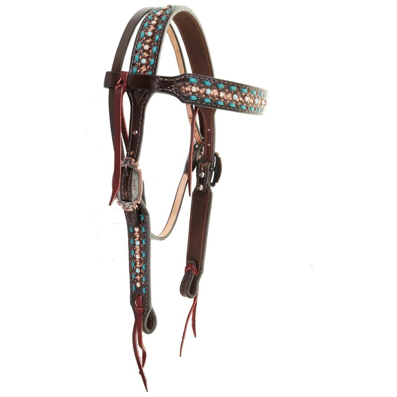 DOUBLE J SADDLERY BROWN VINTAGE STUDDED BROWBAND HEADSTALL