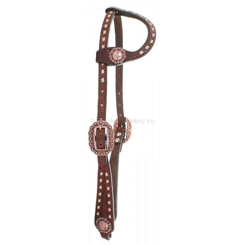 DOUBLE J SADDLERY BROWN ROUGH OUT SINGLE EAR HEADSTALL