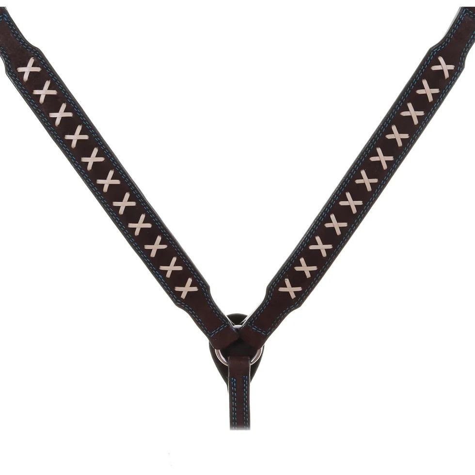 DOUBLE J SADDLERY BROWN ROUGH OUT X BREAST COLLAR
