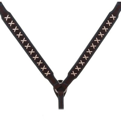 DOUBLE J SADDLERY BROWN ROUGH OUT X BREAST COLLAR