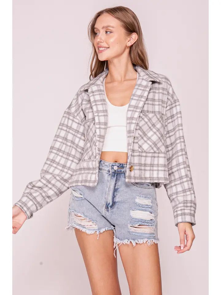 Plaid Button Front Shacket