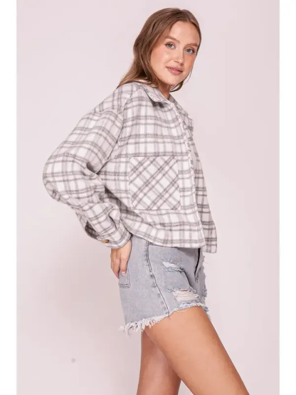 Plaid Button Front Shacket