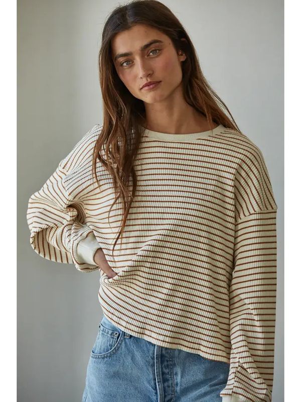 RIBBED LONG SLEEVE TOP