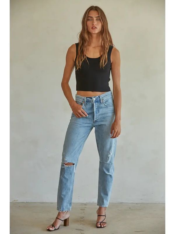 KNIT SWEATER CROP TANK TOP