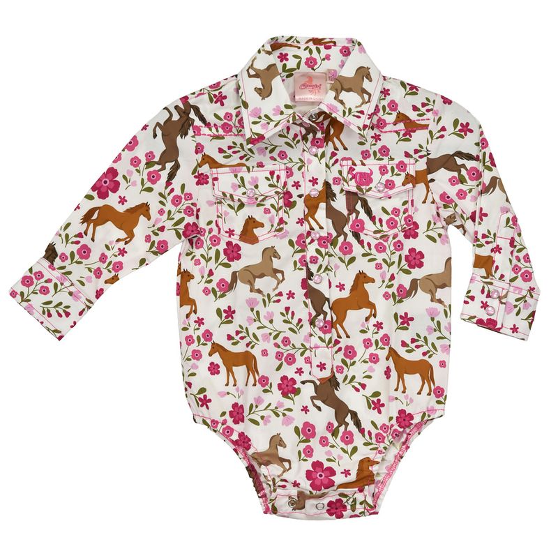 COWGIRL HARDWARE HORSE FLOWERS ROMPER