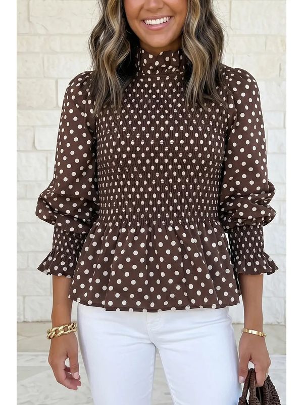 POLKA DOT RUFFLE BLOUSE