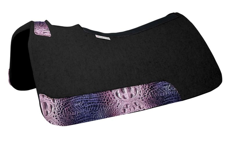 5 STAR BARREL RACER 7/8" CONTOURED BLACK PAD W/MYSTIC CROC LEATHERS 30"X28"