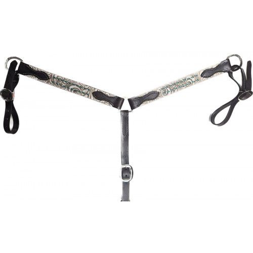 SAN SABA PONY 1-1/2" BREAST COLLAR SAND FLORAL/TURQUOISE LACE
