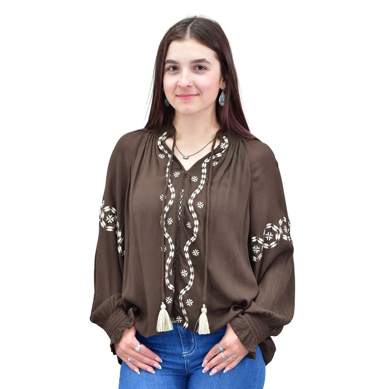 COWGIRL HARDWARE AZTEC TRAIL V-NECK BLOUSE