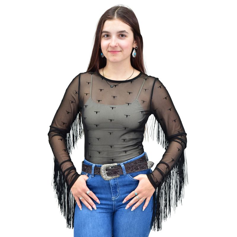 COWGIRL HARDWARE MESH W/FRINGE