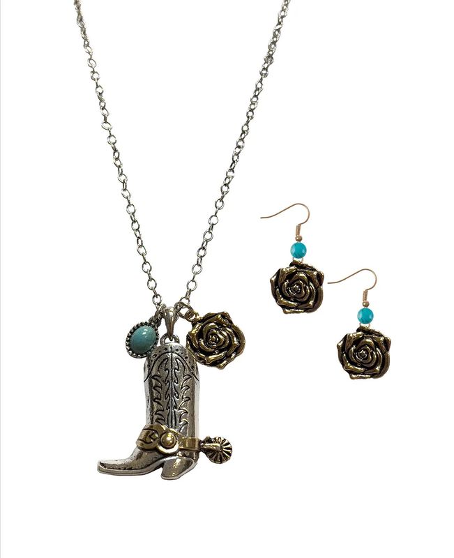 BOOT ROSE CHARM JEWELRY SET