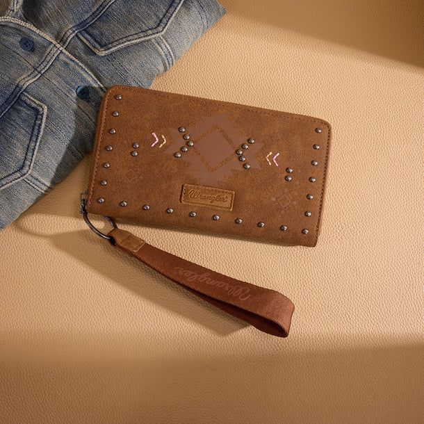 WRANGLER AZTEC STUDDED ZIP-AROUND WALLET
