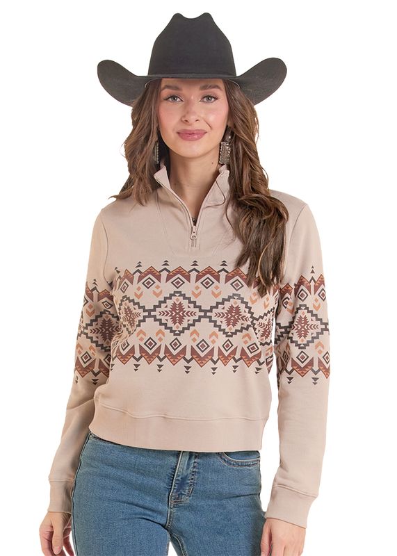 PANHANDLE SLIM BORDER AZTEC 1/4 ZIP PULLOVER