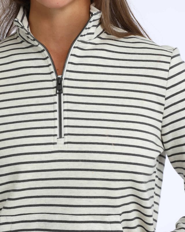 CINCH STRIPED 1/4 ZIP PULLOVER
