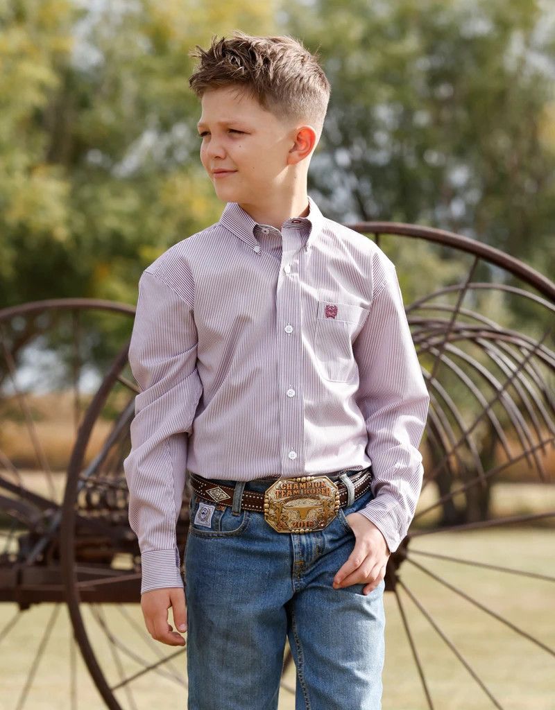CINCH STRIPED BUTTON-DOWN WESTERN SHIRT