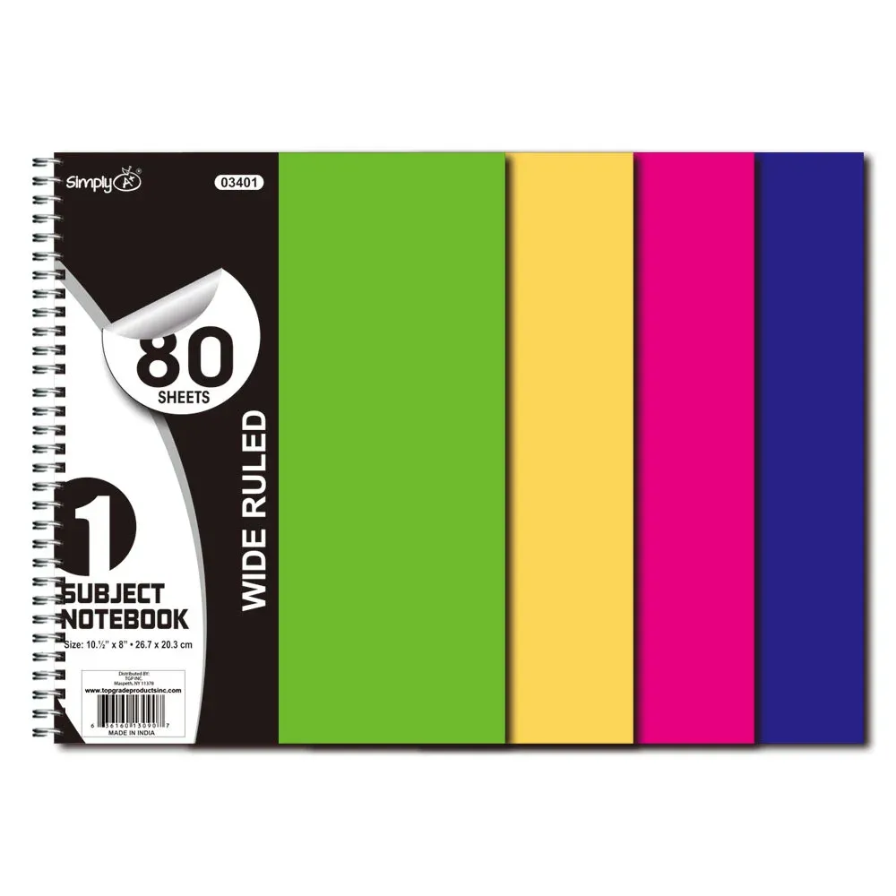 1 subject notebook wide ruled - 80 count