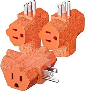 3 outlets heavy duty grounding adapter