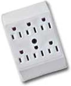6 outlets grounded in wall adapter