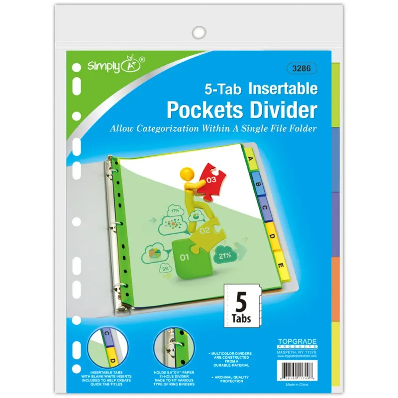 5 tab insertable pockets divider