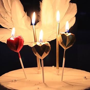 Birthday candle heart gold