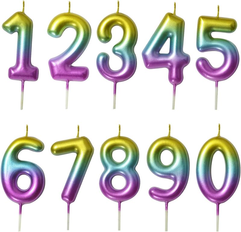 Birthday candles numeral - 15x9cm Rainbow