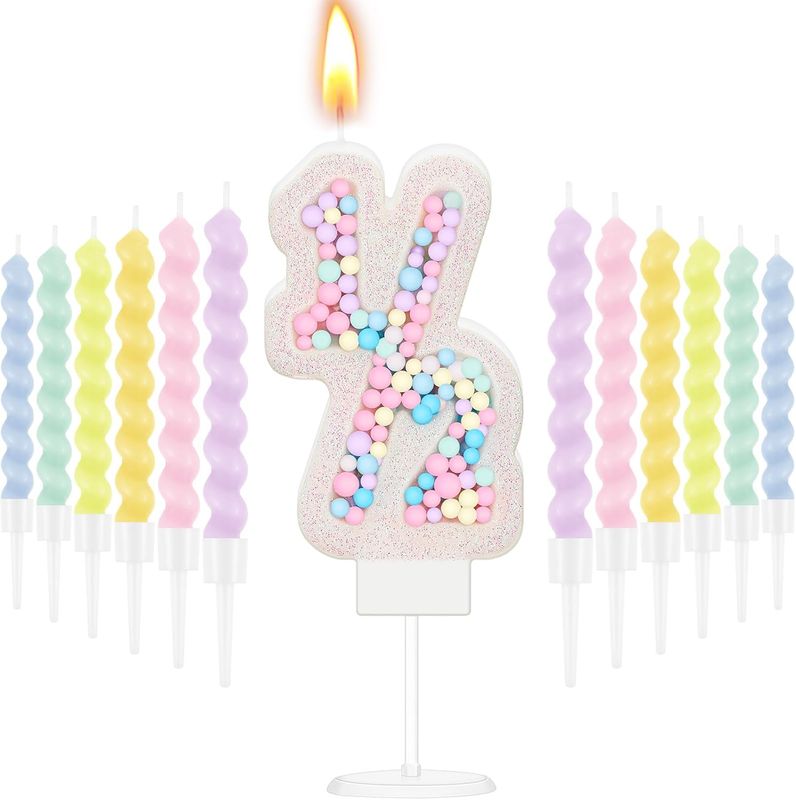 Birthday candle with glitter numbers