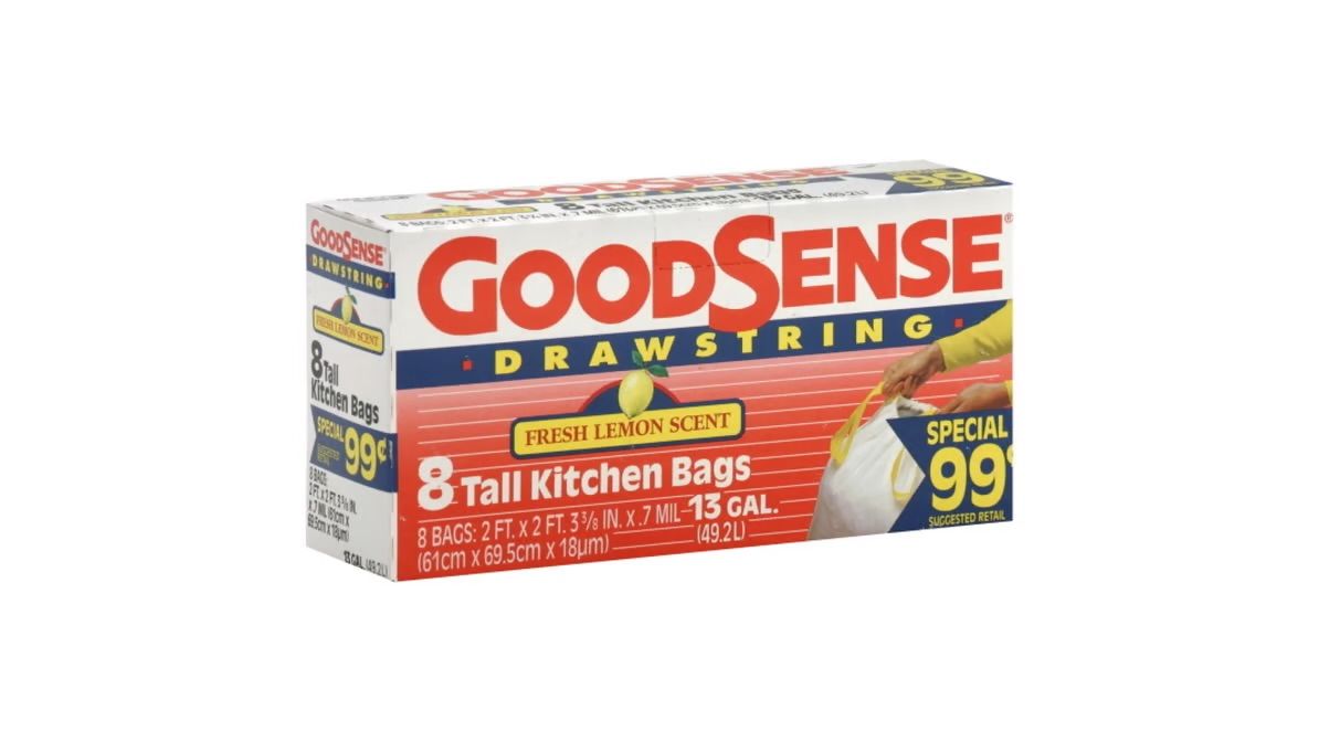 Good sense drawstring tall kitchen bags - 13 gallon 8ct