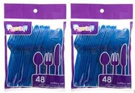 Heavy duty plastic cutlery combo - blue 48 count