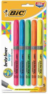Highlighters - 5pc assorted