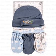 Infant caps and scratch mitten set - 6 pack