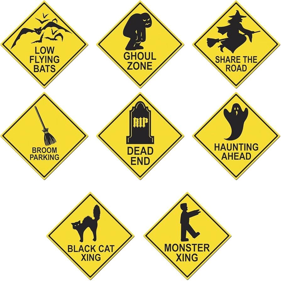 Halloween warning road sign