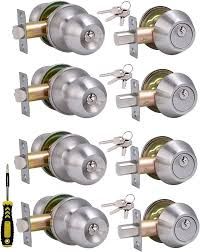 Keyed entry door knob and deadbolt combo set