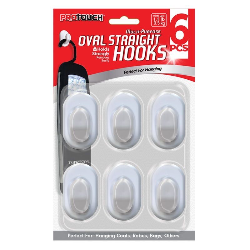 Oval straight hooks 6pk