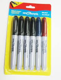 Permanent markers - 6pc assorted