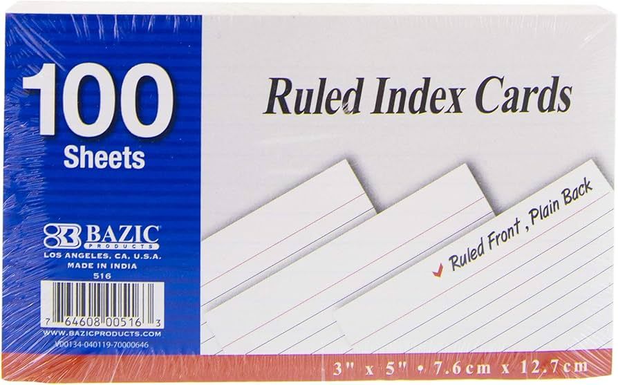 Ruled index card - 100ct