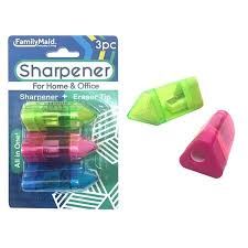 Sharpener with eraser tip - 3pc