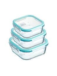 Square glass food container with vent