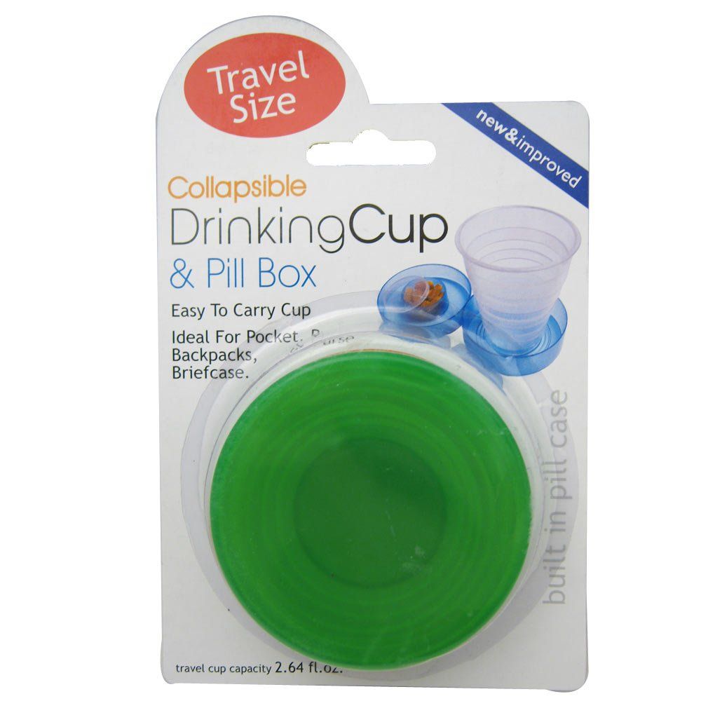 Travel size drinking cup and pill box