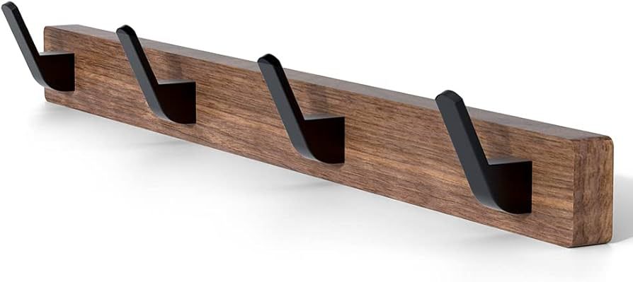 Wooden wall mount coat rack - 4ct