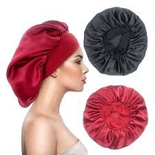 Wide band satin bonnet cap