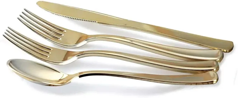 Heavy duty plastic cutlery combo - ivory 48 count