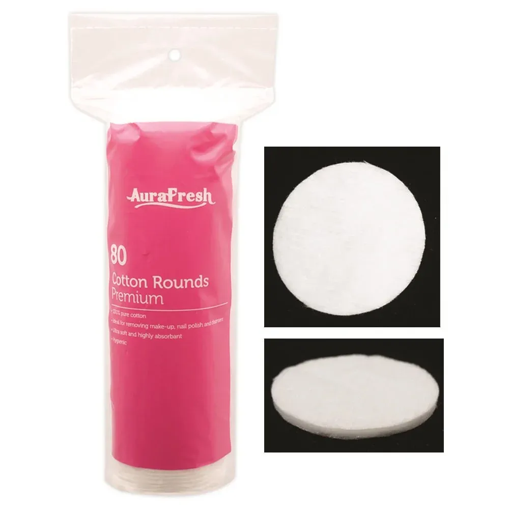 Aurafresh cotton round pads premium- 80 count